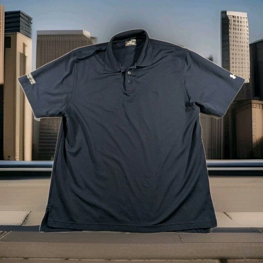 Under Armour Men's Navy Heat Gear Polo Shirt XL Blue Golf Quick Dry
